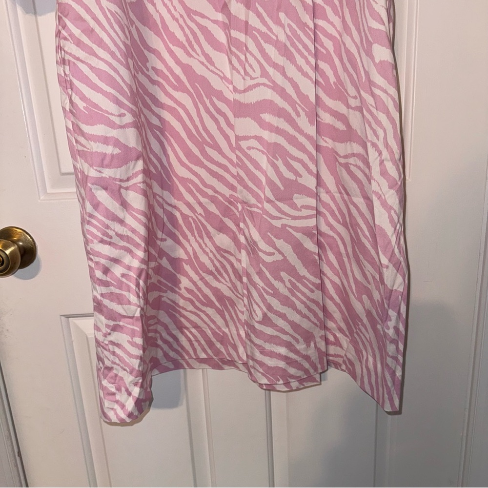 Chico's Light Pink white zebra print balloon sleeve midi dress L 12/14 - Picture 8 of 16